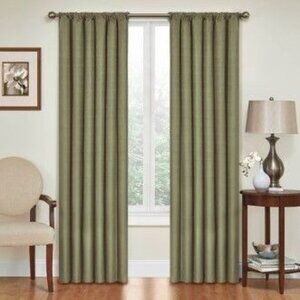 ECLIPSE Kendall Green Blackout Rod-Pocket Curtain Panel Single Panel